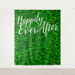Happily Ever After Fairy Lights Wedding Backdrop Tapestry