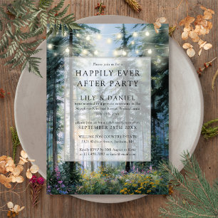 Happily Ever After Forest String Lights Wedding Invitation