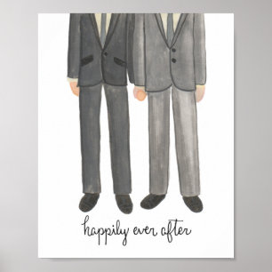 Happily Ever After, Gay Wedding Couple art print