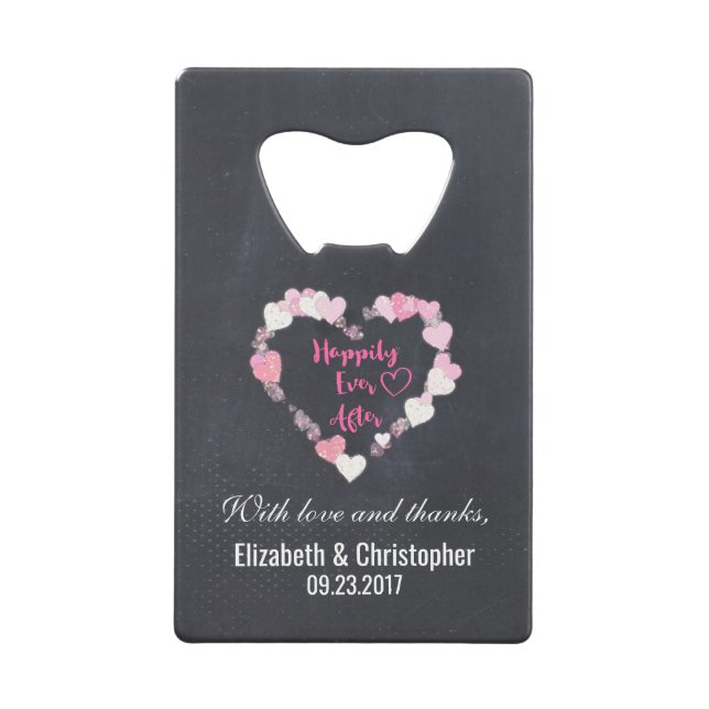 Happily Ever After Glittery Pink Hearts Wedding (Front)