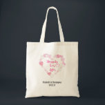 Happily Ever After Glittery Pink Hearts Wedding Tote Bag<br><div class="desc">A wedding tote bag. Designed with a romantic illustration of a bunch of little pink glittering hearts forming a heart-shaped frame. Inside it says "Happily Ever After" in a trendy handwritten style font. Personalise with the bride and groom's names and wedding date.</div>