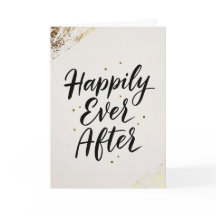 Happily Ever After Gold Calligraphy Wedding Card