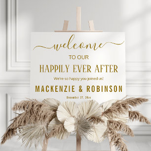 Happily Ever After: Gold Frosted Wedding Welcome Acrylic Sign