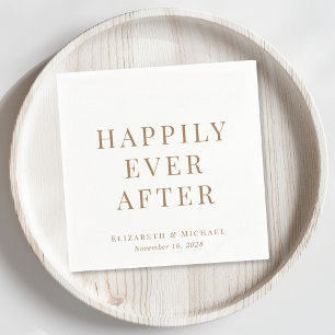 Happily Ever After Gold Typography Wedding Napkin