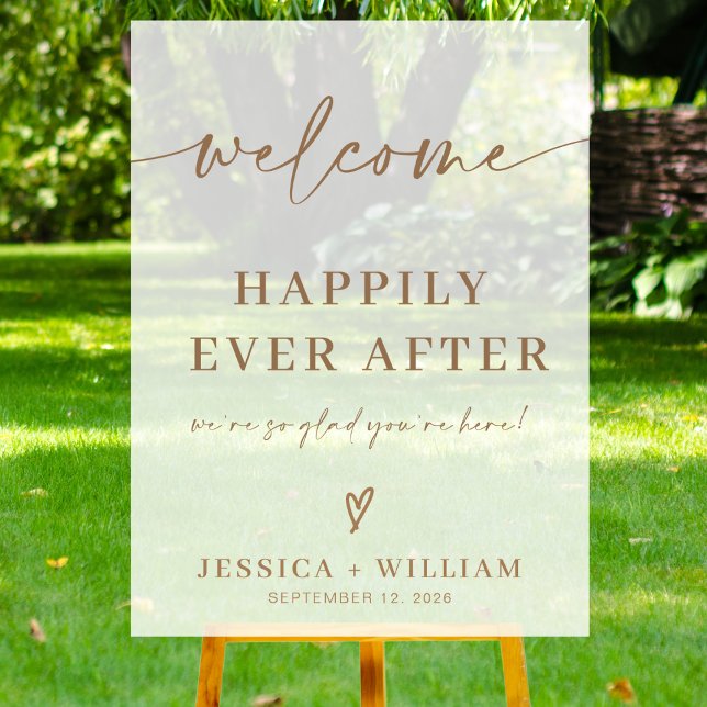 Happily Ever After Gold Wedding Welcome Acrylic Sign (Creator Uploaded)