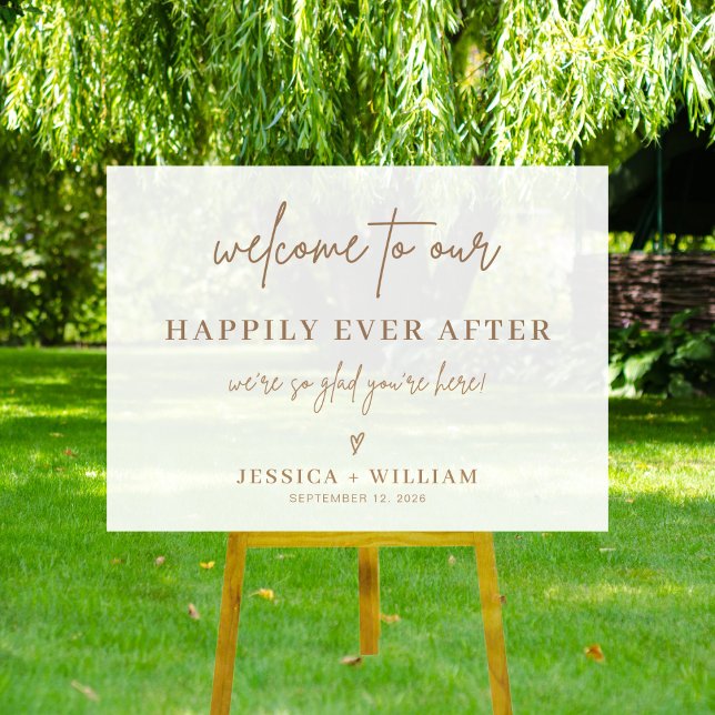 Happily Ever After Gold Wedding Welcome Acrylic Sign (Creator Uploaded)