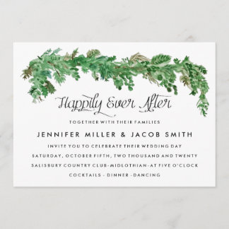 Happily Ever After Greenery Wedding Invitation