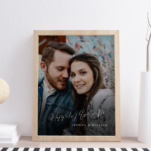 Happily Ever After Hand Lettered Wedding Photo Canvas Print