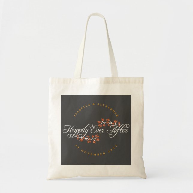 Happily Ever After Hibiscus Chic Tropical Wedding Tote Bag (Front)