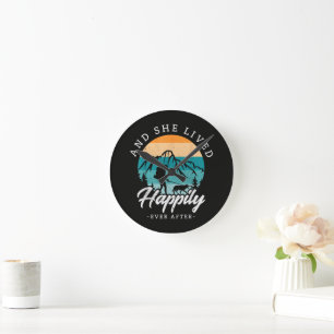 Happily Ever After Hiking With My Dog Round Clock
