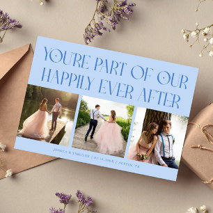 Happily Ever After Icy Blue Wedding Photo Thank You Card