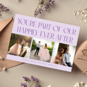 Happily Ever After Lilac Wedding Photo Thank You Card