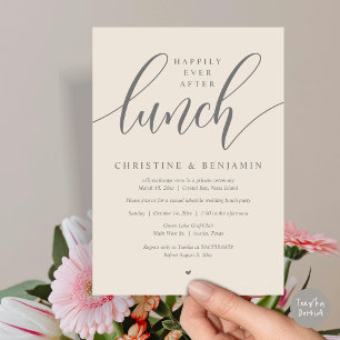 Happily Ever After Lunch, Elopement, Modern Script Invitation
