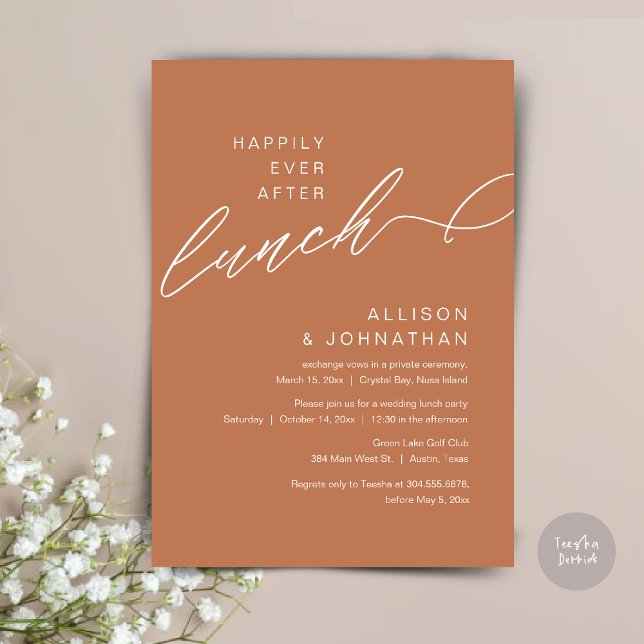 Happily Ever After Lunch, Wedding, Copper Brown Invitation (Happily Ever After Lunch, Wedding, Copper Brown Invitation card, pdf)