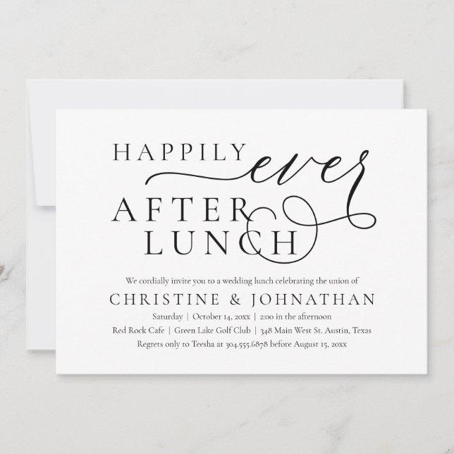 Happily Ever After Lunch, Wedding Elopement Invitation (Front)