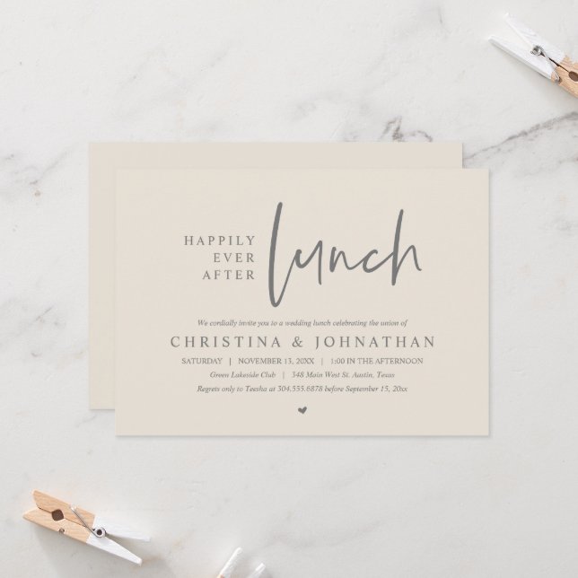 Happily Ever After Lunch Wedding Party Celebration Invitation (Front/Back In Situ)
