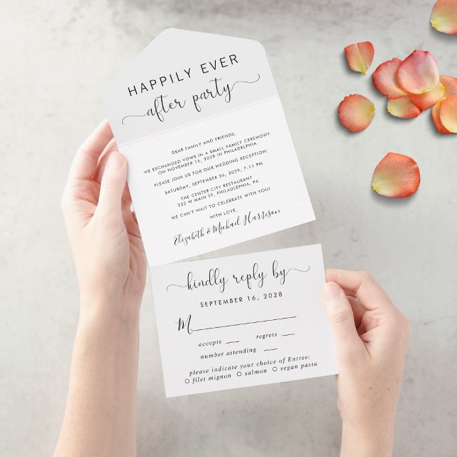 Happily Ever After Menu Choice Wedding Reception All In One Invitation (Creator Uploaded)
