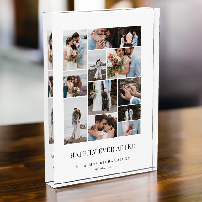 Happily Ever After Minimal Wedding Photo Collage (Happily Ever After Minimal Wedding Photo Collage)