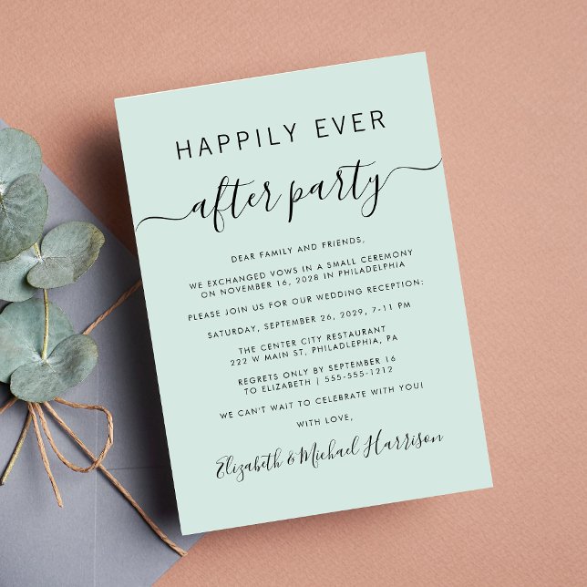 Happily Ever After Mint Wedding Reception Invitation (Creator Uploaded)