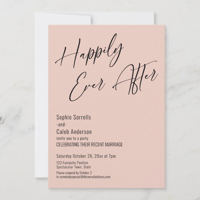 Happily Ever After Modern Elegant Blush Pink Invitation (Front)