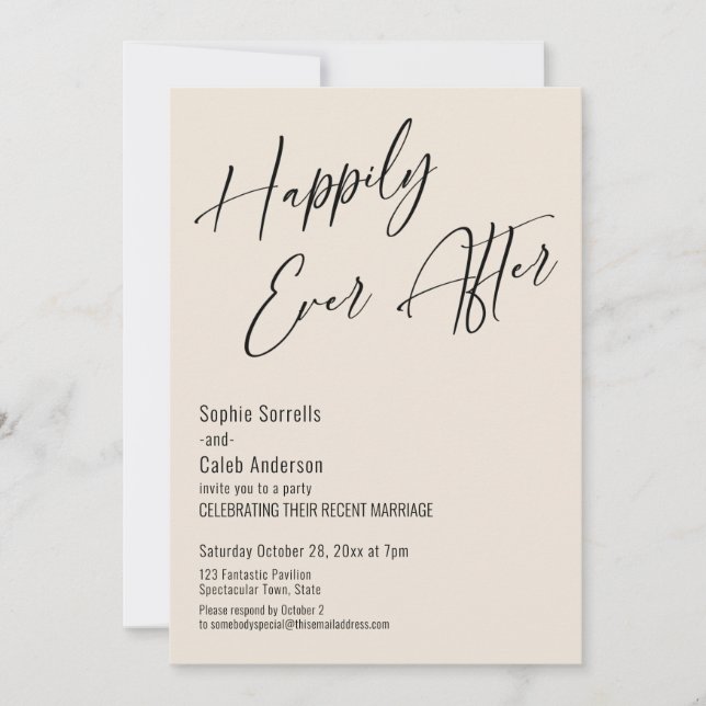 Happily Ever After Modern Elegant Cream Invitation (Front)