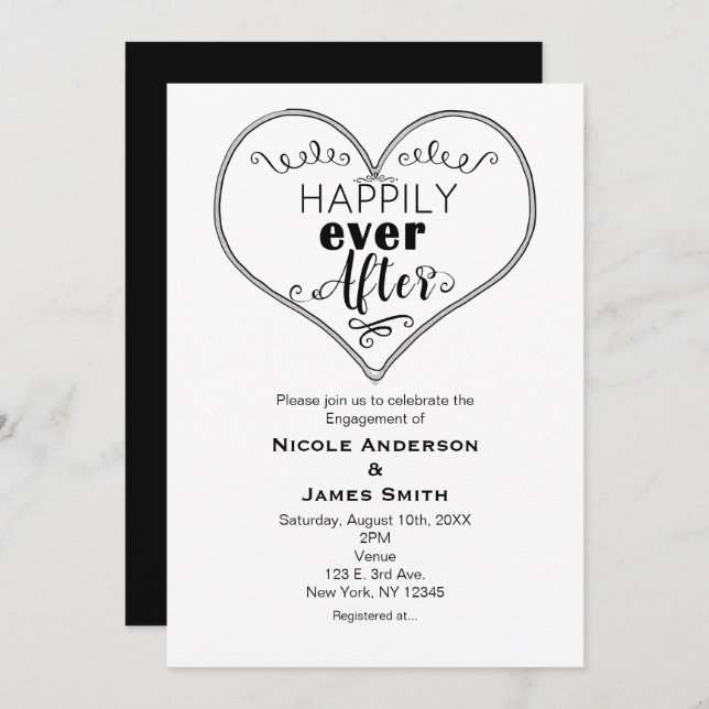 Happily Ever After Modern Fairy Tale Engagement Invitation (Front/Back)