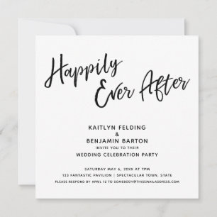 Happily Ever After Modern Script Wedding Reception Invitation