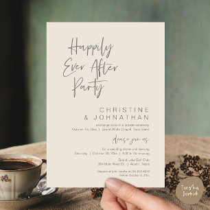 Happily Ever After, Modern Wedding Dinner Party Invitation