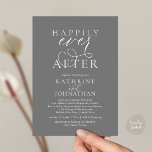 Happily Ever After, Modern Wedding Reception Invitation