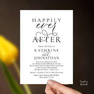 Happily Ever After, Modern Wedding Reception Invitation