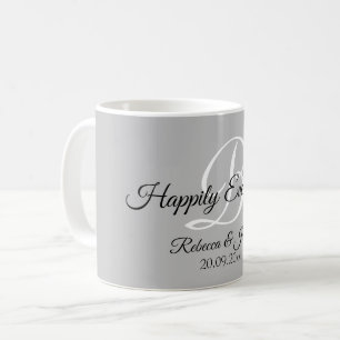 Happily Ever After Monogram Grey Coffee Mug