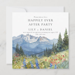 Happily Ever After Mountain Floral Wedding Invitation