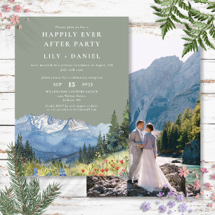 Happily Ever After Mountain Sage Wedding Photo Invitation