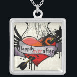 Happily Ever After Necklaces Gothic Grunge<br><div class="desc">Wedding Keepsake Wedding Party Necklaces - to change background colour - click customise - click edit - choose last tool in drop down menu and choose from one of the colours shown or enter your rgb hex code for your custom wedding colour- to change font colour select the text you...</div>