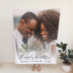 Happily Ever After Newlyweds Wedding Photo Fleece Blanket<br><div class="desc">Personalized elegant fleece blanket featuring your wedding day photo overlayed with "Happily Ever After" in a stylish script and the bride and groom names and wedding date. A great keepsake gift for newlyweds.</div>