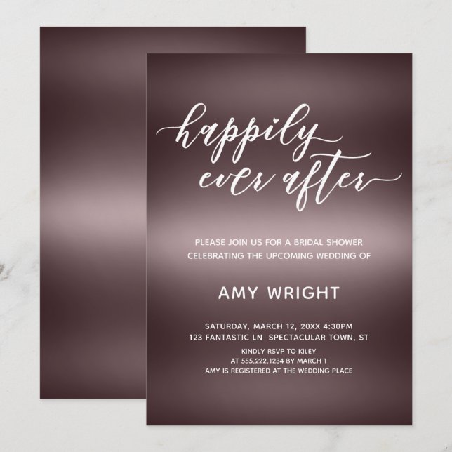 Happily Ever After on Rose Gold Bridal Shower Invitation (Front/Back)