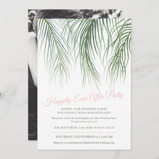 Happily Ever After palm after Wedding Party Save The Date (Front/Back)