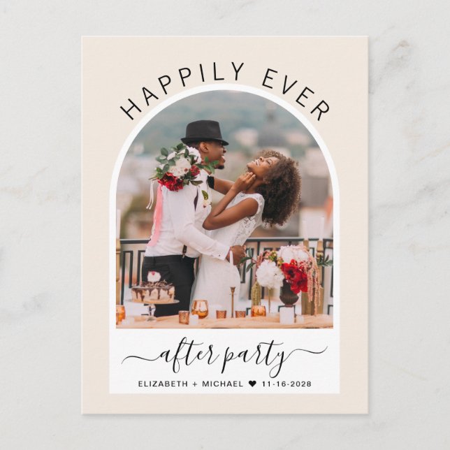 Happily Ever After Party Arch Photo Wedding Announcement Postcard (Front)