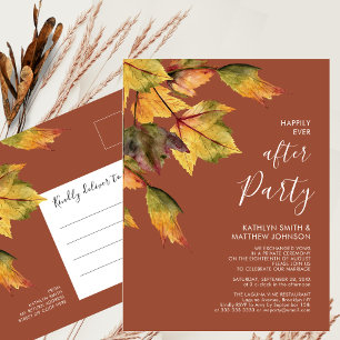 Happily Ever After Party Autumn Foliage Wedding Invitation Postcard