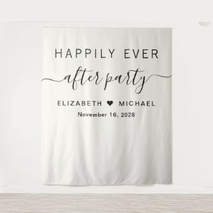 Happily Ever After Party Cream Photo Backdrop Tapestry