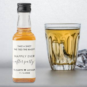 Happily Ever After Party Cream Wedding Favour Liquor Bottle Label