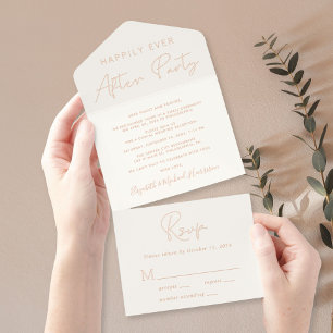 Happily Ever After Party Cream Wedding Reception All In One Invitation
