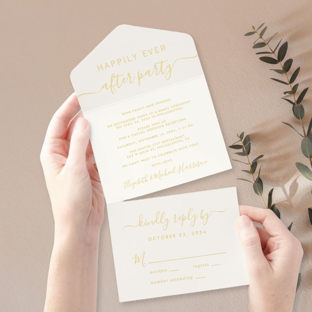 Happily Ever After Party Cream Wedding Reception All In One Invitation (Creator Uploaded)