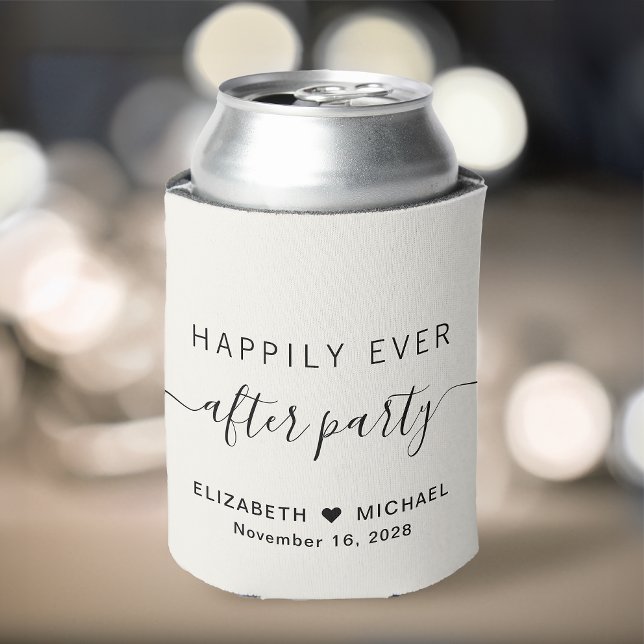 Happily Ever After Party Cream Wedding Reception Can Cooler (Creator Uploaded)