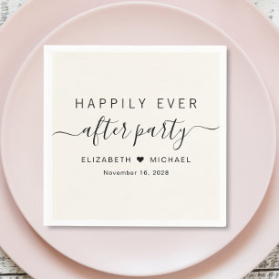Happily Ever After Party Cream Wedding Reception Napkin