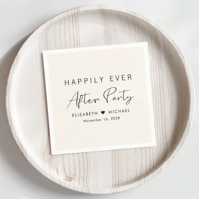 Happily Ever After Party Cream Wedding Reception Napkin (Creator Uploaded)