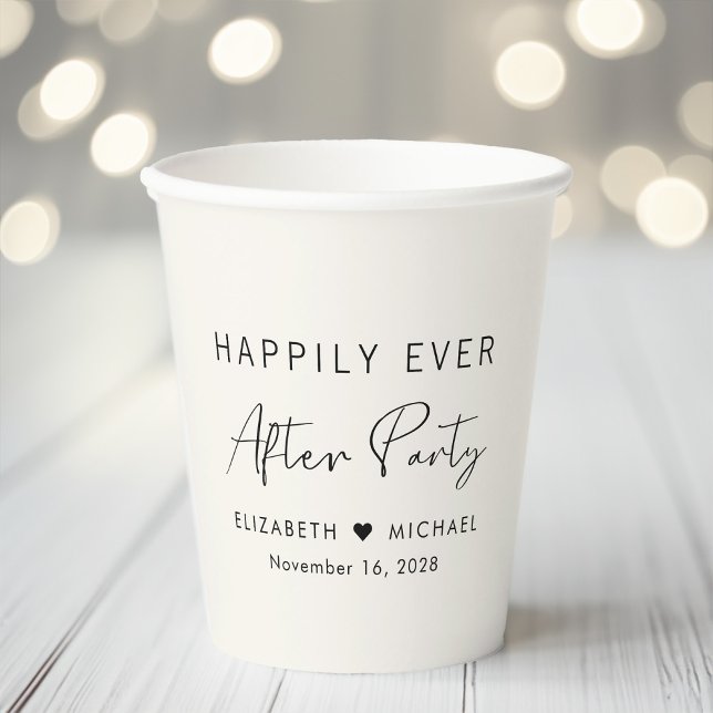 Happily Ever After Party Cream Wedding Reception Paper Cups (Creator Uploaded)