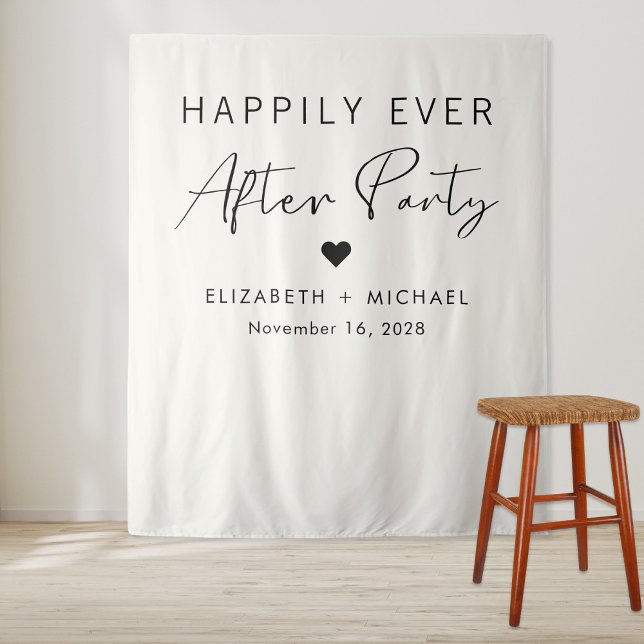 Happily Ever After Party Cream Wedding Reception Tapestry (Creator Uploaded)