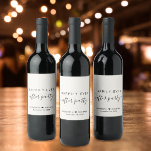 Happily Ever After Party Cream Wedding Reception Wine Label