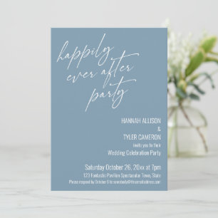 Happily Ever After Party Dusty Blue Reception Invitation